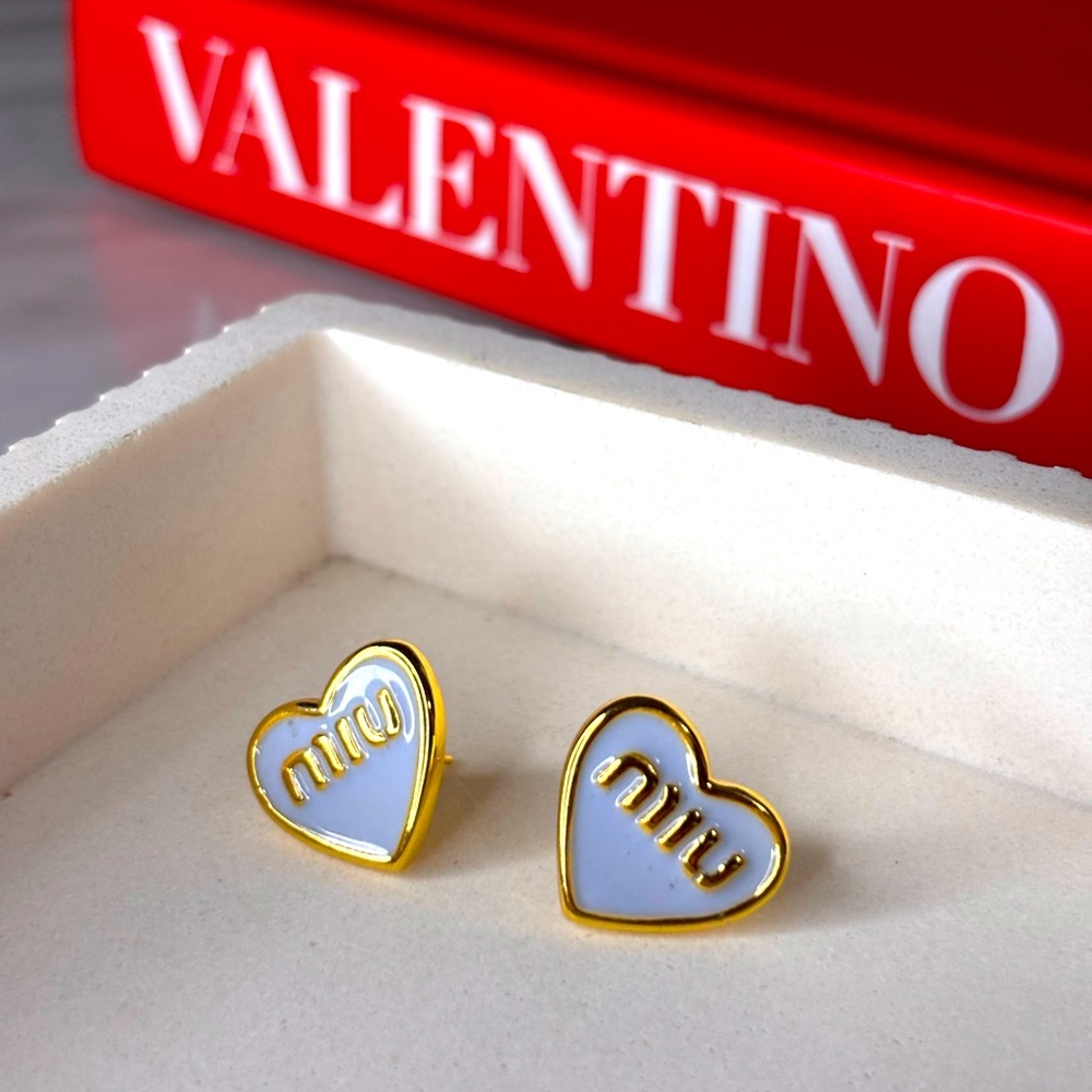 Miu Miu White Heart Earrings